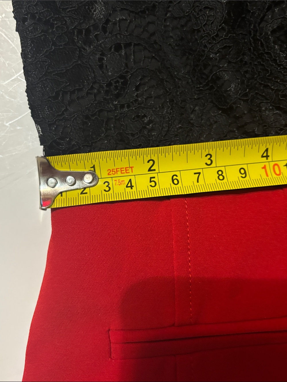 New York & Company Black Lace-Top Vest with Red Hem Detail - Picture 9 of 11